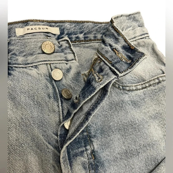 Pacsun Stamped  Smiley Dad Light Wash High Rise Denim Jeans Size 23 - Picture 10 of 12